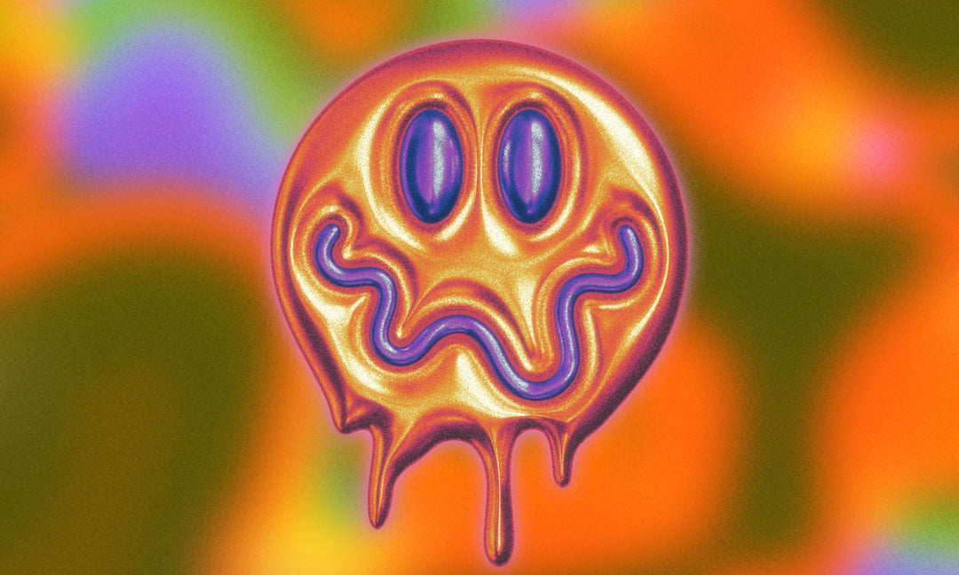 Smiley Trippy Orange Acid Melt Flag